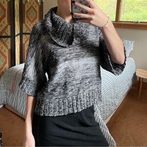 INC International Concepts Black and Gray Cowl Neck Sweater